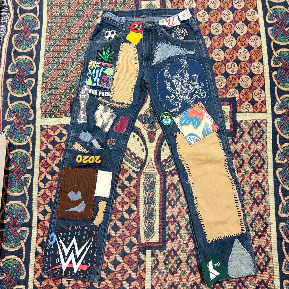 Custom Handstitched Patch Collage Style Wrangler … - image 1